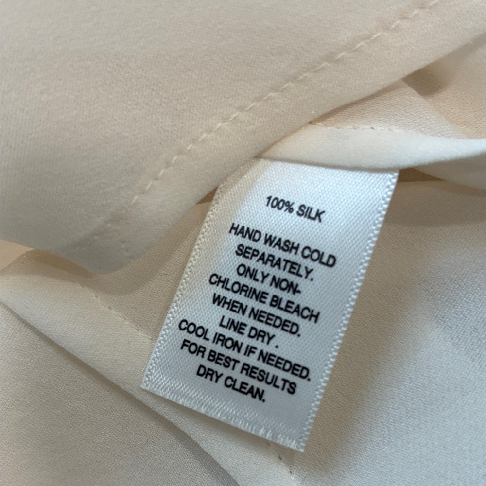 White House Black Market Silk Ivory Ruffle Front Sleeveless Blouse - Picture 6 of 6